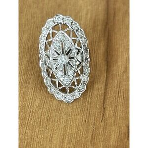 SIGNED~VICTORIAN INSPIRED~CUBIC ZIRCONIA~925 STERLING SILVER RING~Size 5 #460